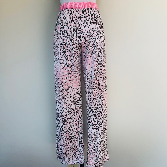 Pajama SLEEP Pants MAYFAIR Small Pink Brown AnimAl  Print Elastic Waist - Picture 1 of 7